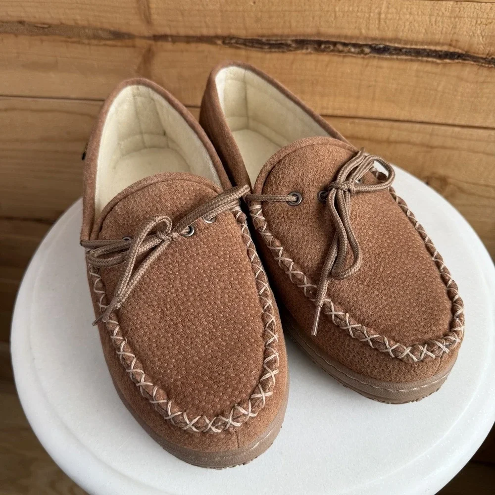 Old Friend Moc Toe Men's 10w Comfort‎ Slipper Durable Rubber Sole Cozy Loafer